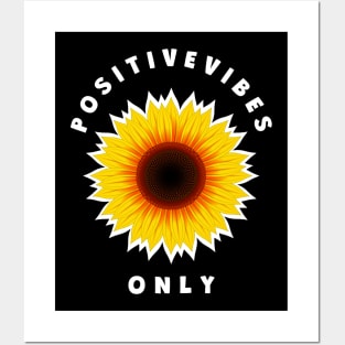 Positive Vibes Yellow Sunflower Posters and Art
